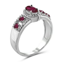 JewelersClub Ruby Ring Birthstone Jewelry - 0. Karát rubin 0. Ezüst gyűrűs ékszerek fehér gyémánt akcentussal - drágakő gyűrűk