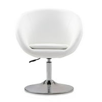Hopper fehér és polírozott króm Fau Bőr állítható magasságú szék