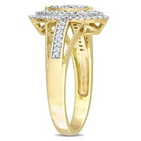 Miabella női karátos T.W. Gyémánt 10KT sárga arany marquise dupla halo osztott szárú eljegyzési gyűrű