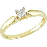 Carat T.W. Hercegnő vágott gyémánt pasziánsz eljegyzési gyűrű 10 kt sárga aranyban