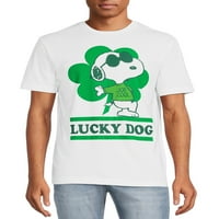 Snoopy férfiak szerencsés kutya grafikus nyomtatása póló