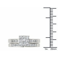 Carat T.W. Diamond 10KT fehéraranypárna alakú menyasszonyi gyűrűs készlet