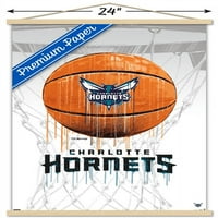 Charlotte Hornets - Drip kosárlabda fali poszter fa mágneses kerettel, 22.375 34
