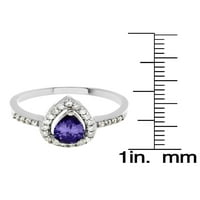 Tengerparti ékszerek ezüst lila körte alakú halo gyűrű