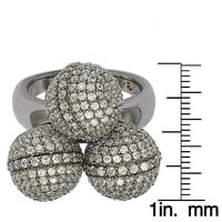 Köbös cirkónium -os ezüst hármas fenyegetés gyűrű