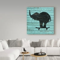 Védjegy képzőművészet 'elefánt a gördeszkán a régi táblán' vászon művészet J Hovenstine Studios