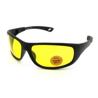 Biztonsági VU Teljes fekete keret polikarbonát biztonsági szemüveg, sárga lencse, opcionális heveder hozzáadható az extra kényelem