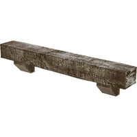 Ekena Millwork 6 H 10 D 48 W durva cédrus fau fa kandalló kandalló készlet Ashford Corbels -szel, Vintage Mahagóni