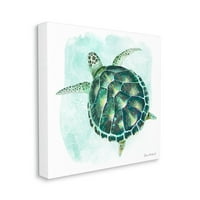 Stupell Industries zöld foltos tengeri teknős úszó óceáni vízfestmény galéria csomagolt vászon nyomtatott fali művészet, design