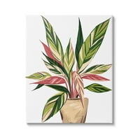 Modern cserepes növénylevelek Botanikus és virágos grafikus galéria csomagolt vászon nyomtatott fal művészet