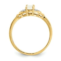 Primal Gold Karat sárga arany opál és gyémánt születési kő gyűrű