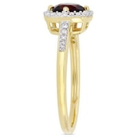 Miabella női karátos T.G.W. Gránát és karátos gyémánt 10KT sárga arany halo gyűrű