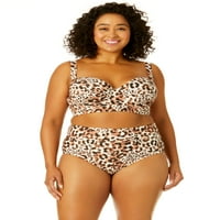 Idő és a Tru női plusz méretű leopárd nyomtatott bikini felső