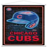 Chicago Cubs - Neon sisak fali poszter mágneses kerettel, 22.375 34