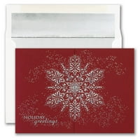 Papír üres karácsonyi kártyák és megfelelő borítékok, káprázatos hópehely, 25 csomag
