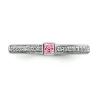 Egymásra rakható kifejezések sterling ezüst rózsaszín turmalin és gyémánt gyűrű
