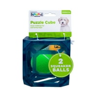 Outward Hound Puzzle Cube Interaktív Nyikorgó Kutyajáték, Kék, Egy Méretű