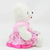 Ünnepi idő 20 Fehér hópehely mackó rózsaszín ruha plüss játékkal