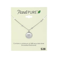 A Planet Pure Women Simuled Diamonds medál nyaklánc újrahasznosított ezüst 18