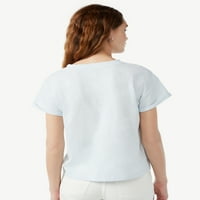 Ingyenes összeszerelő női grafikus nyomtatási póló mandzsetta rövid hüvelyekkel