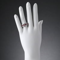 CT hercegnő vágott vörös rubincsatorna gyűrű sterling ezüstben