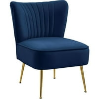 Meridian bútor Tess Navy Velvet Accent szék arany lábakkal