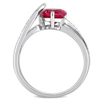 Miabella női 1- Carat T.G.W. Szívvágás által létrehozott rubin és kerek vágott gyémánt akcentus ezüst crossover gyűrű
