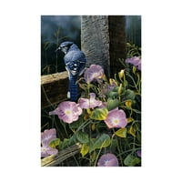 Védjegy Szépművészet 'Morning Glory Blue Jay' vászon művészete, Michael Budden
