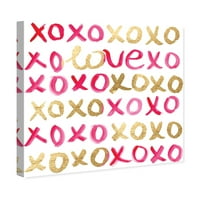 A Wynwood Studio tipográfia és idézi a fali művészet vászon nyomtatványok 'Love Xo' Love idézetek és mondások - rózsaszín, arany