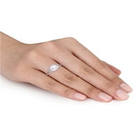 Édesvízi tenyésztett gyöngy és gyémánt akcentus ezüst gyöngy trilógia gyűrű
