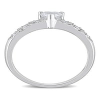 Carat T.G.W. Létrehozott fehér zafír és gyémánt akcentus ezüst szívű ígéret gyűrű