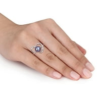 Miabella női fekete tenyésztett édesvízi gyöngy és gyémánt akcentus ezüst nyitott szívgyűrű