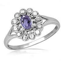 JewelersClub Carat T.G.W. Tanzanit és fehér gyémánt akcentus ezüst gyűrű