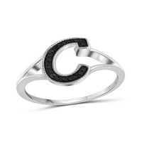 JewelersClub akcentus fekete gyémánt kezdeti betűgyűrű a nők számára