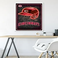 Cincinnati Reds - Neon sisak fali poszter, 22.375 34 keretes