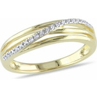 Gyémánt-Accent sárga ródiummal bevont ezüst keresztező gyűrű