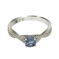 Sterling ezüst zafír és gyémánt akcentus crossover csavaró gyűrű