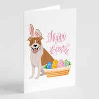 Piros és fehér Pit Bull Terrier Húsvéti üdvözlőlapok és borítékok