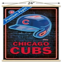 Chicago Cubs - Neon sisak fali poszter mágneses kerettel, 22.375 34